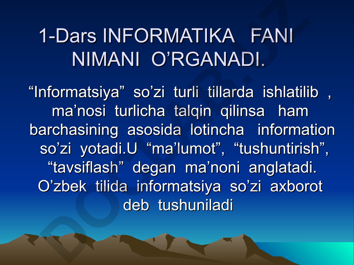 Informatika fani nimani o'rganadi
