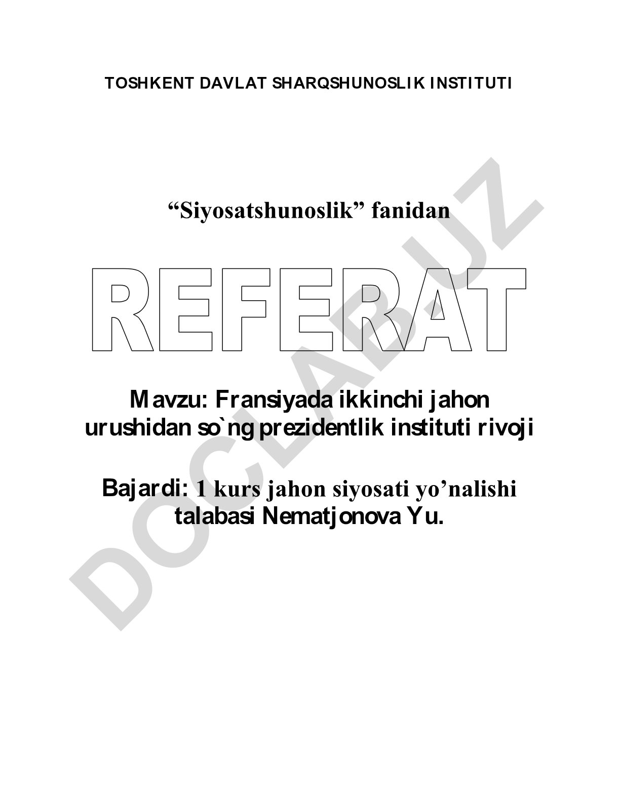 Fransiyada ikkinchi jahon urushidan so'ng prezidentlik instituti rivoji