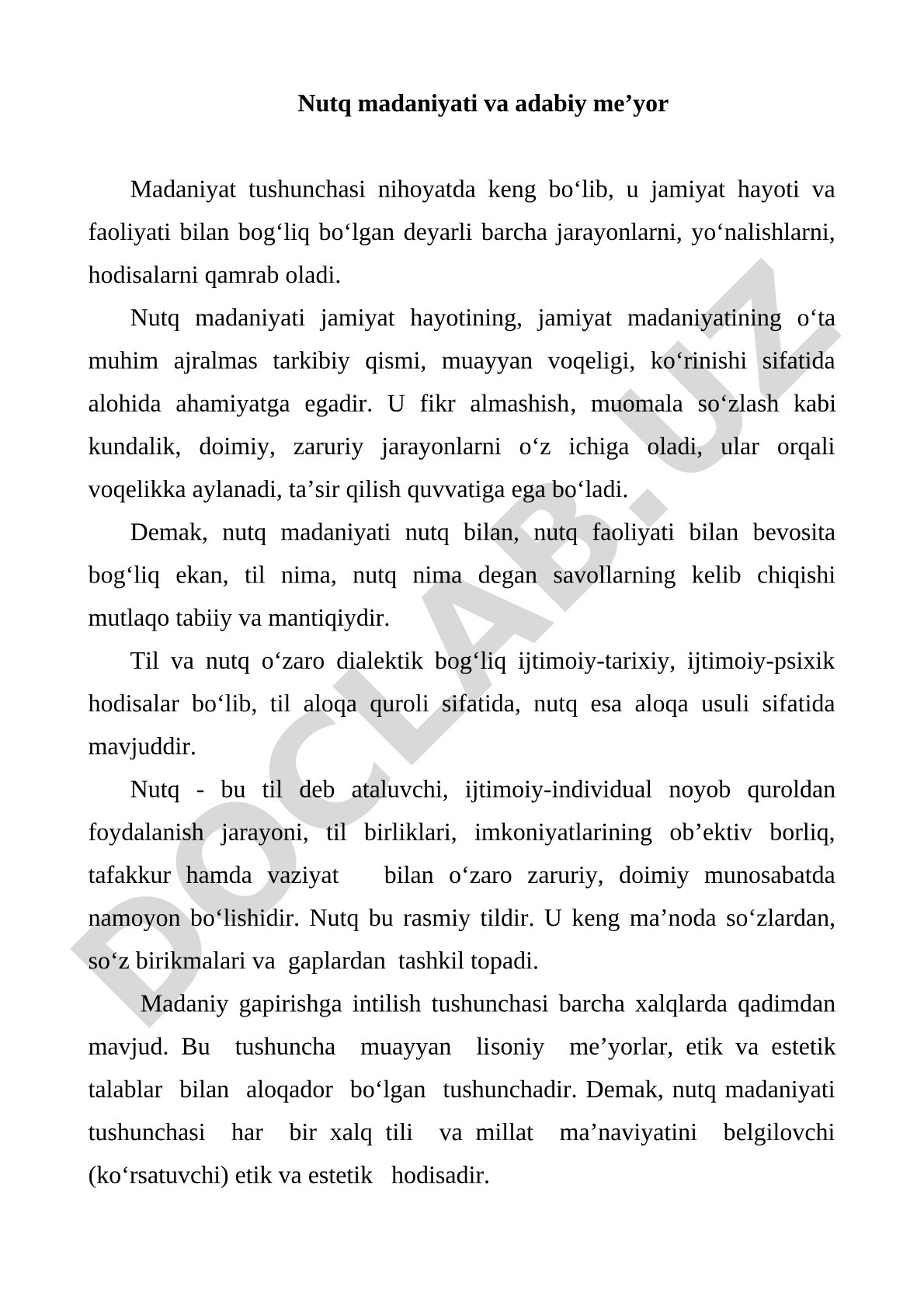 Nutq madaniyati va adabiy me’yor