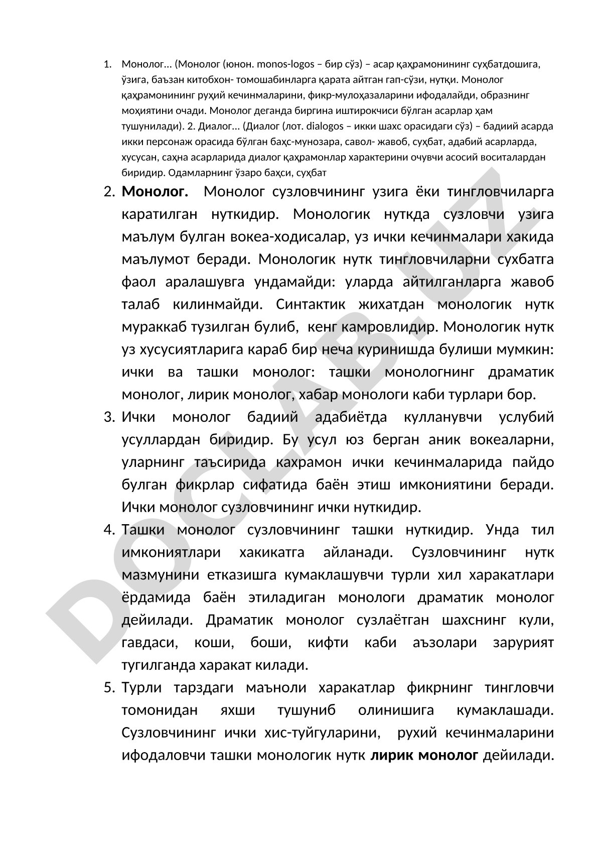Monolog va dialog tushunchalari