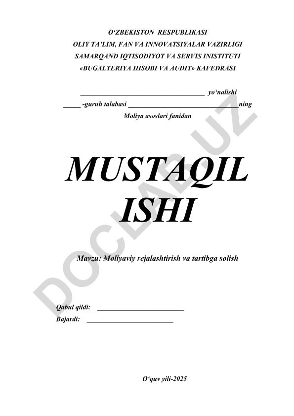 Moliyaviy rejalashtirish va tartibga solish
