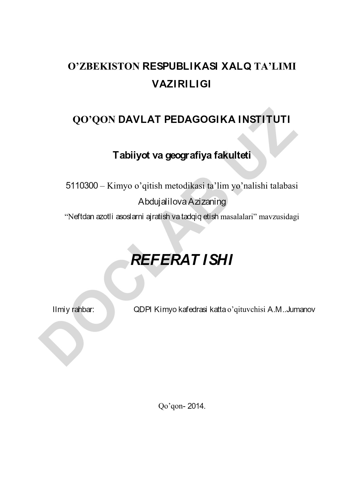 Neftdan azotli asoslarni ajratish va tadqiq etish masalalari