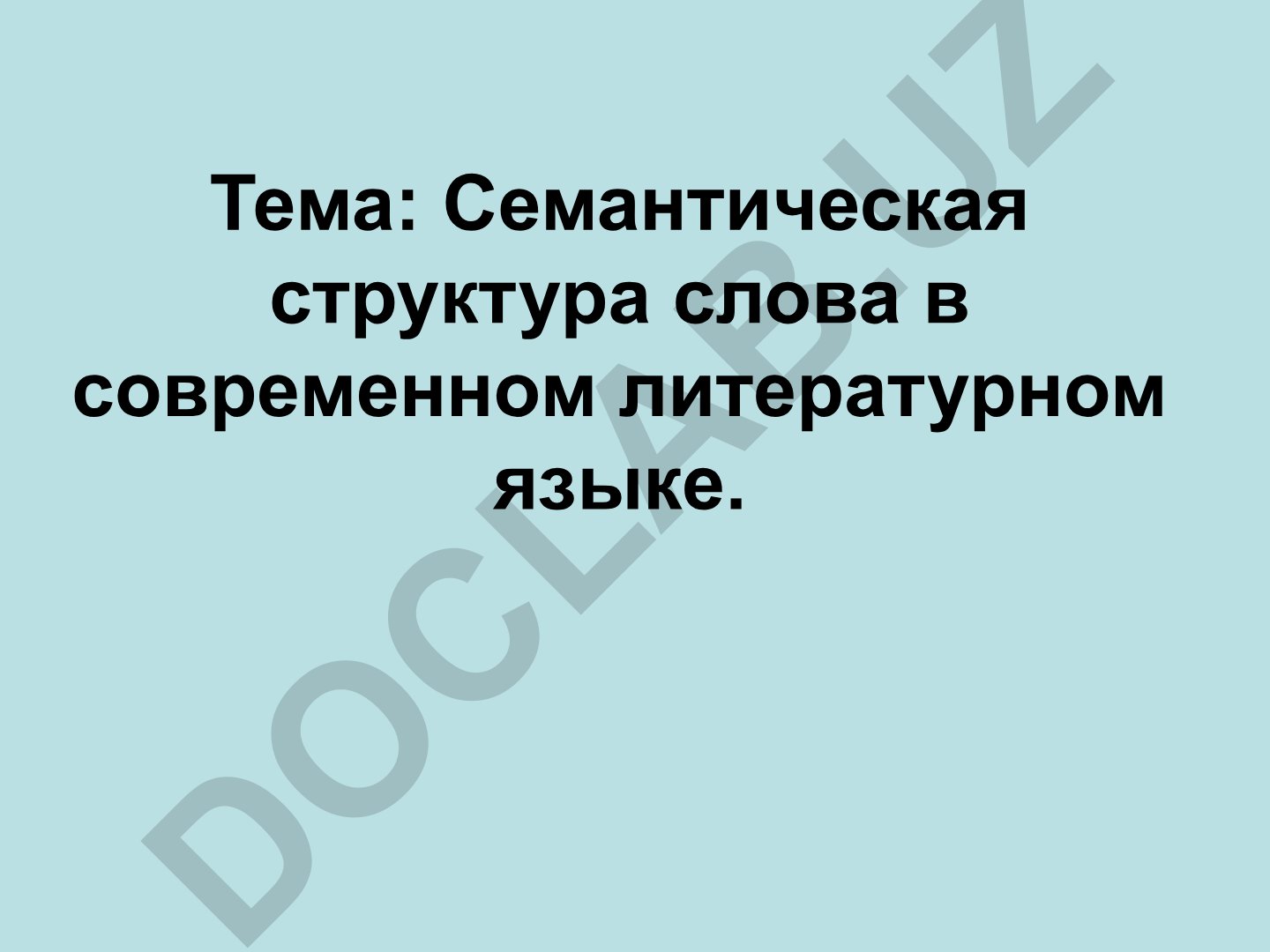 Семантическая структура слова в современном литературном языке