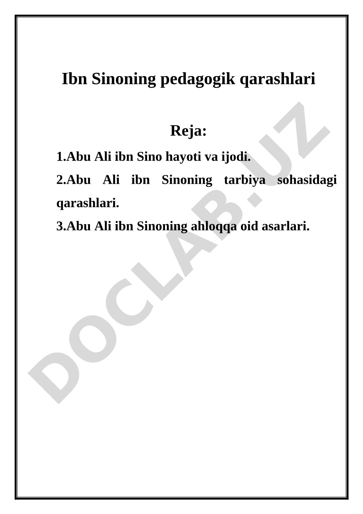 Ibn Sinoning pedagogik qarashlari