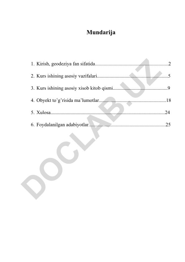 Geodeziya fan sifatida va tarixiy yodgorliklarni geodezik usulda suratga olish