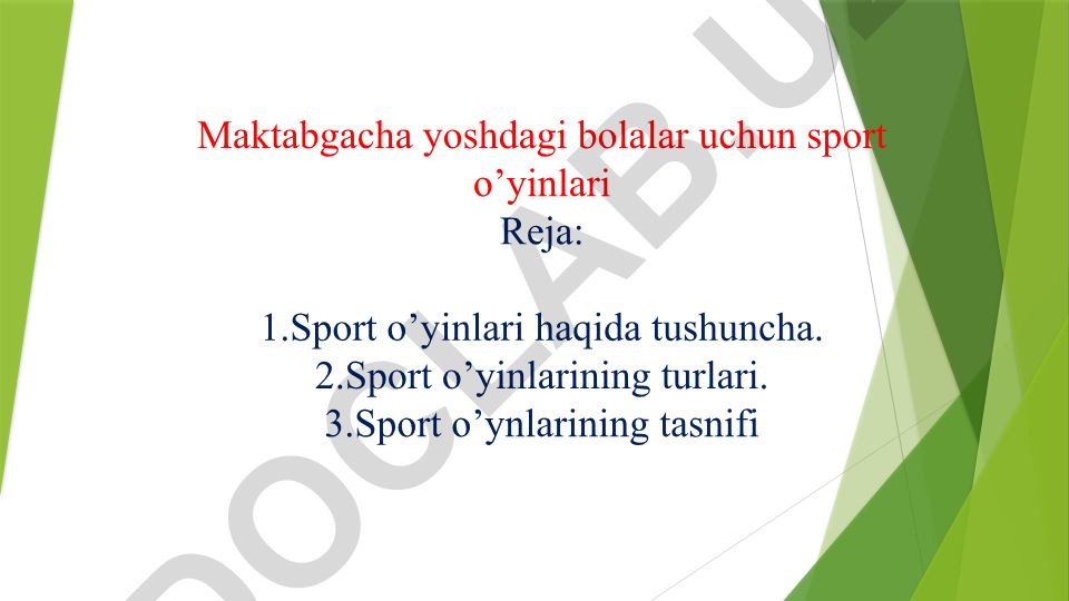 Maktabgacha yoshdagi bolalar uchun sport o'yinlari