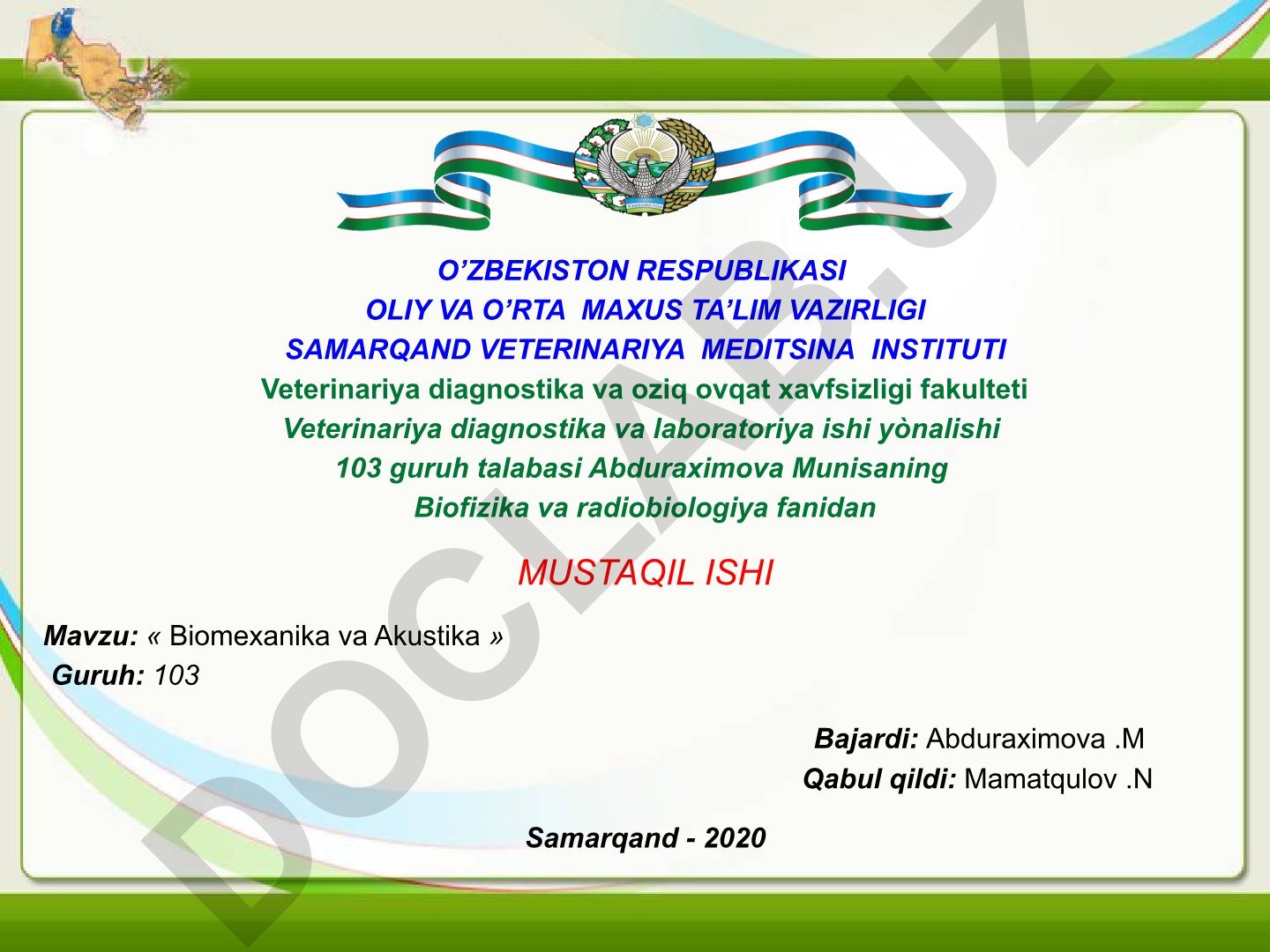 Biomexanika va Akustika
