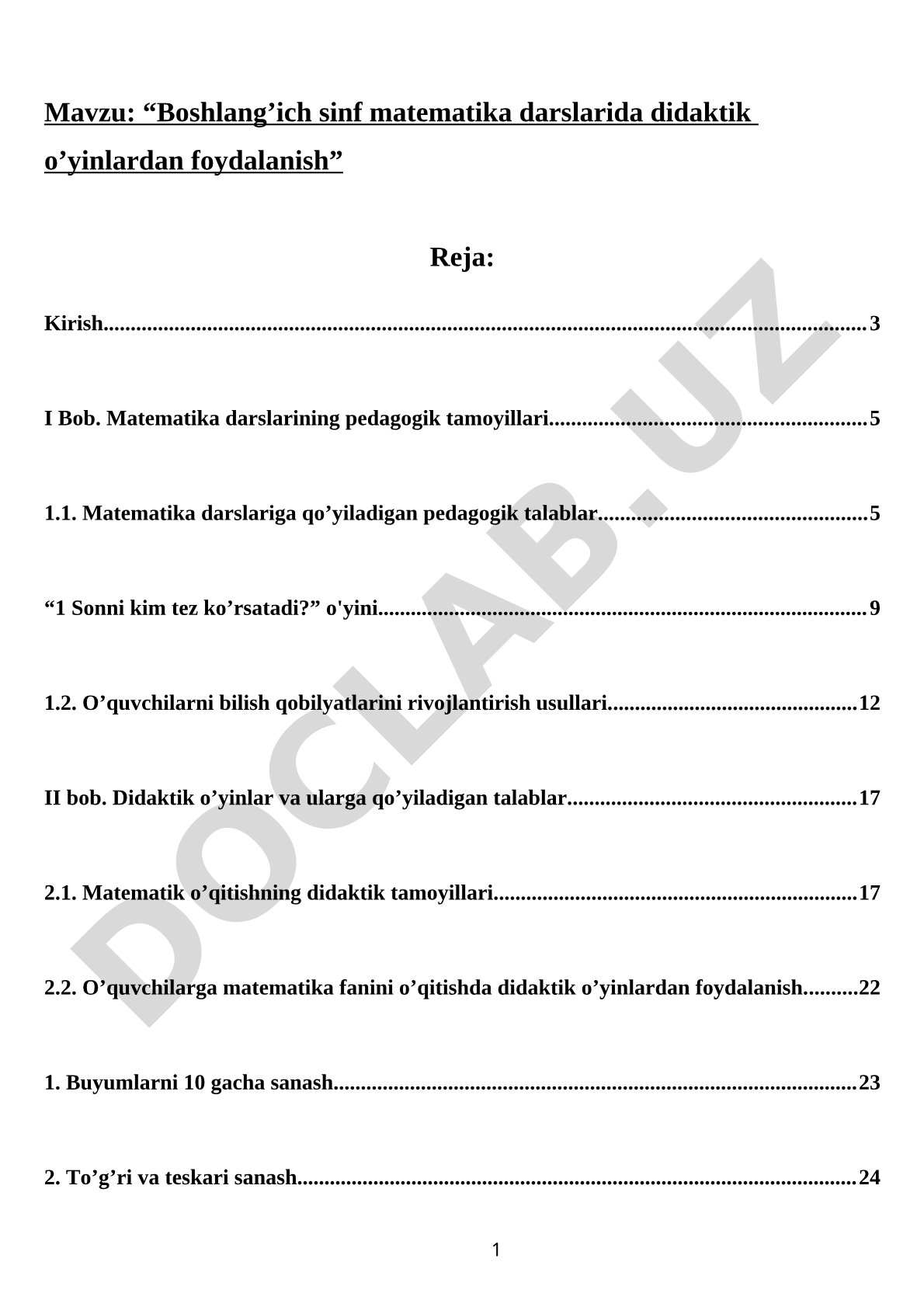 Boshlang'ich sinf matematika darslarida didaktik o'yinlardan foydalanish