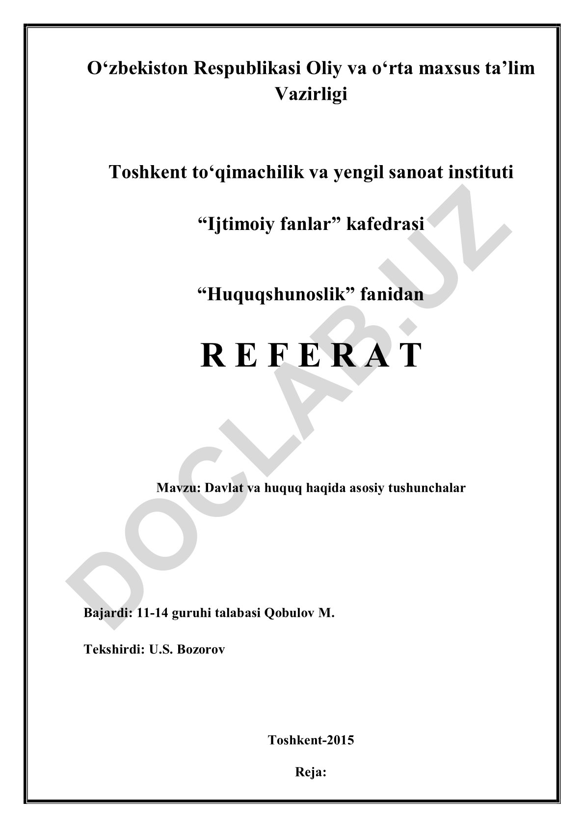 Davlat va huquq haqidagi asosiy tushunchalar
