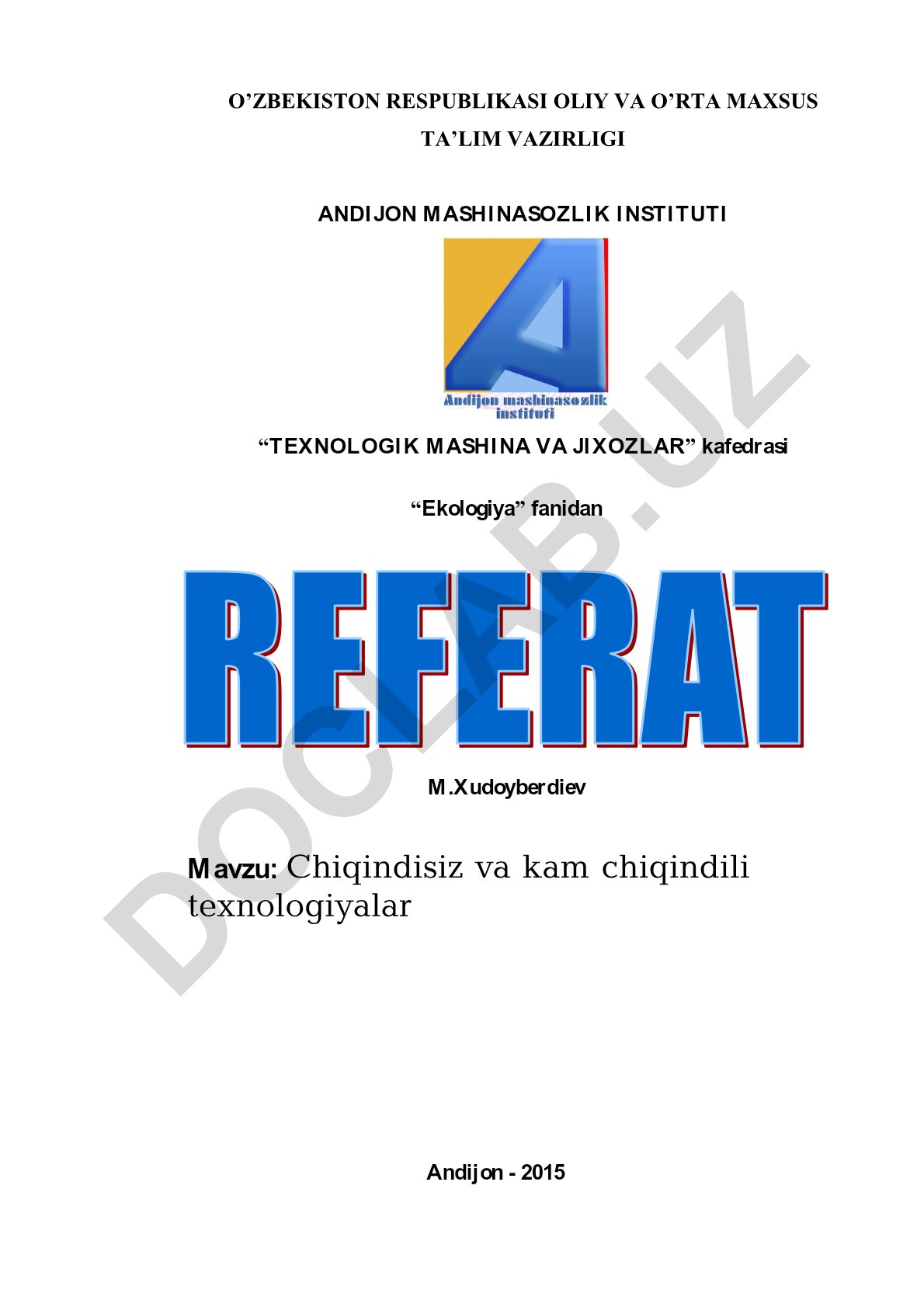 Chiqindisiz va kam chiqindili texnologiyalar
