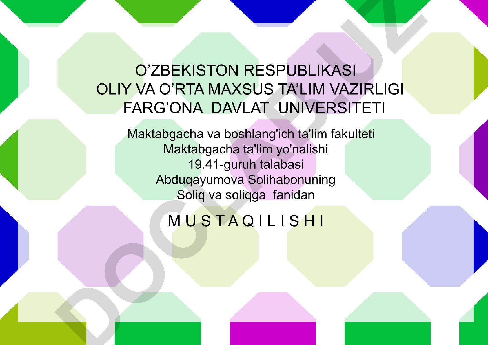 Soliq munosabatlarining subyektlari, ularning huquqlari va majburiyatlari