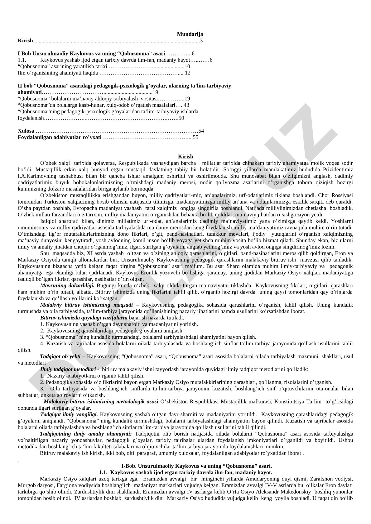Qobusnoma asaridagi pedagogik-psixologik g'oyalar