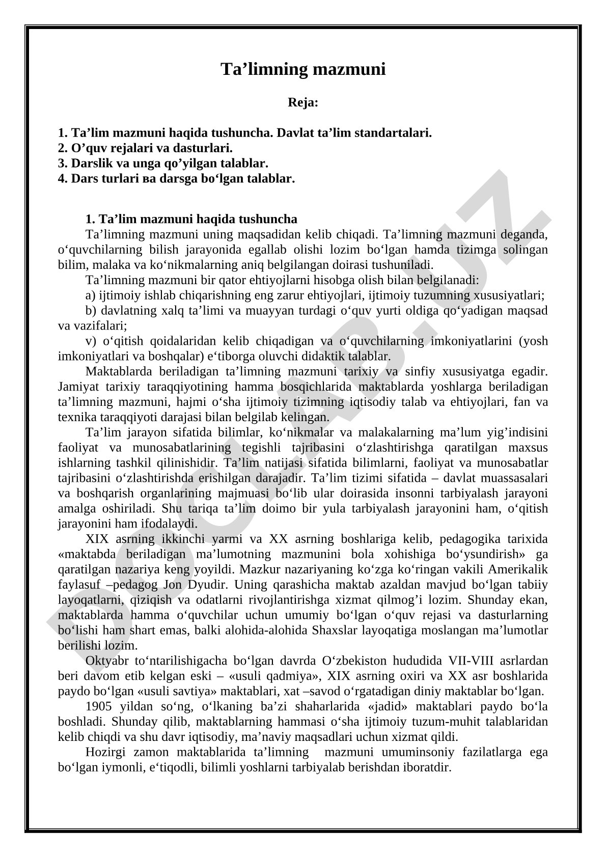 Ta'limning mazmuni