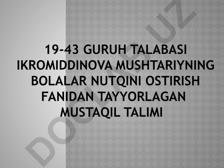 Bolalarni Savod o’rgatishga tayyorlash