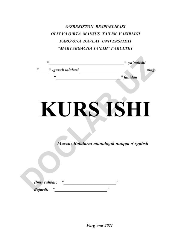 Bolalarni monologik nutqqa oʻrgatish