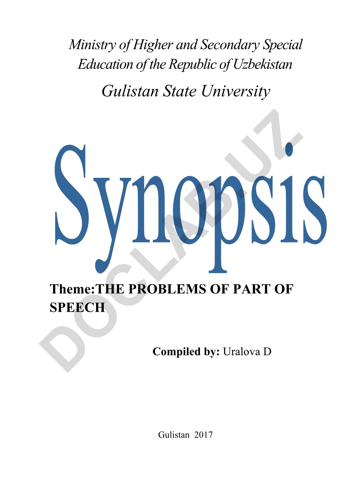 THE PROBLEMS OF PART OF SPEECH