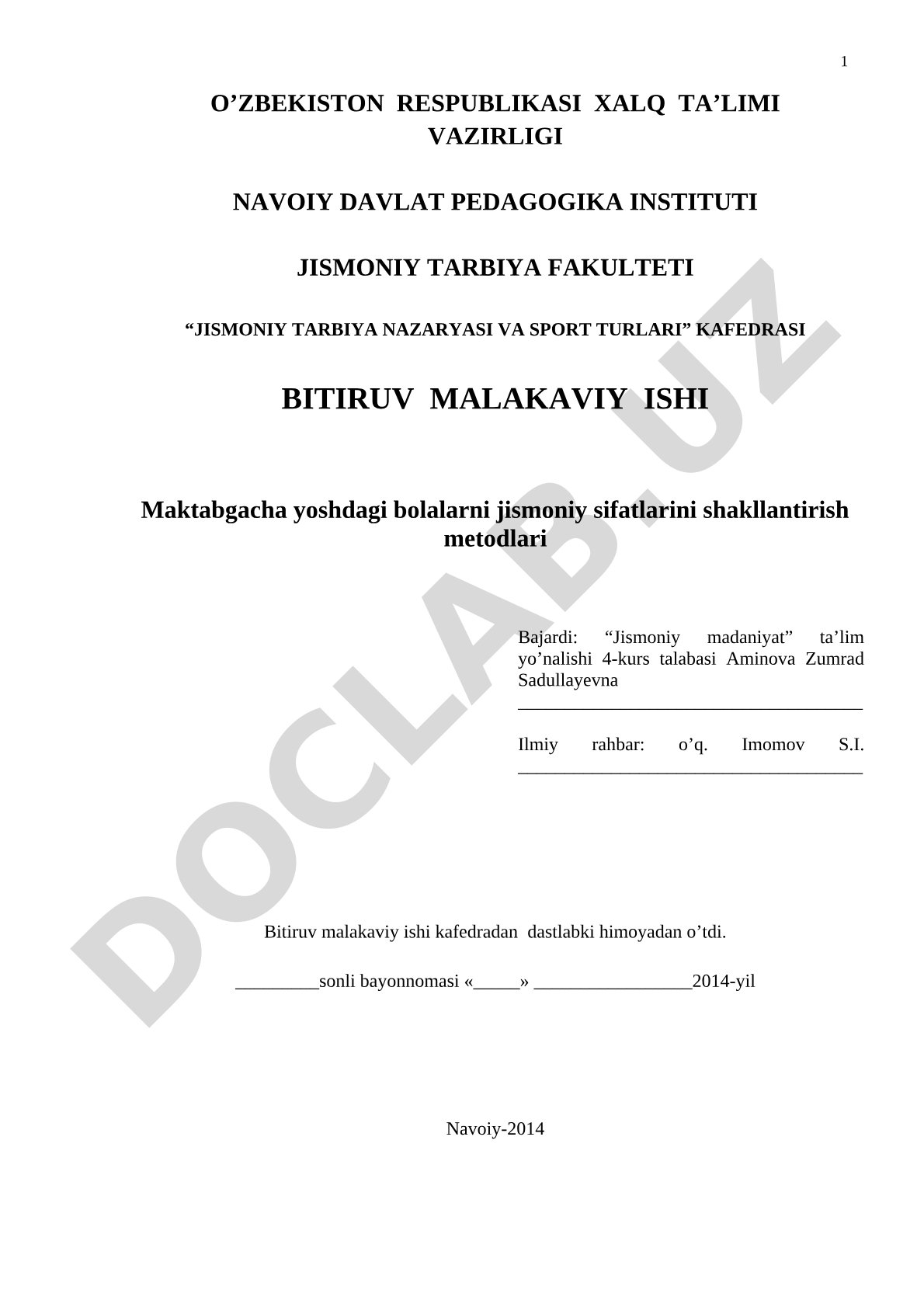 Maktabgacha yoshdagi bolalarni jismoniy sifatlarini shakllantirish metodlari