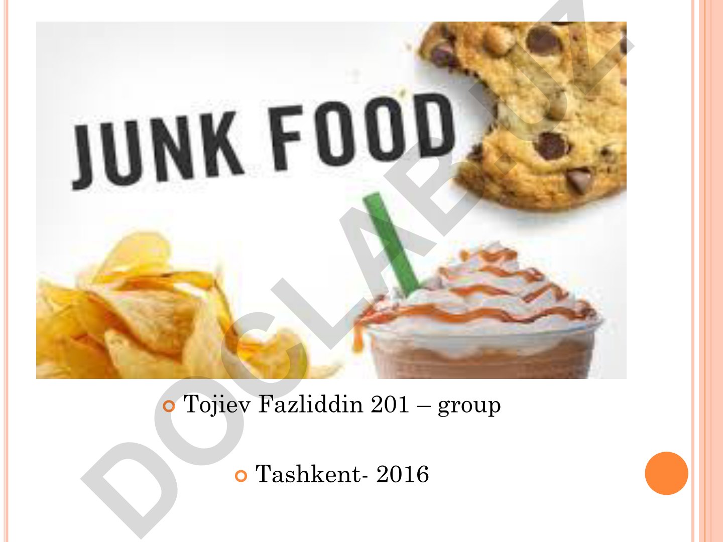 Junk food tushunchasi va uning ta'siri