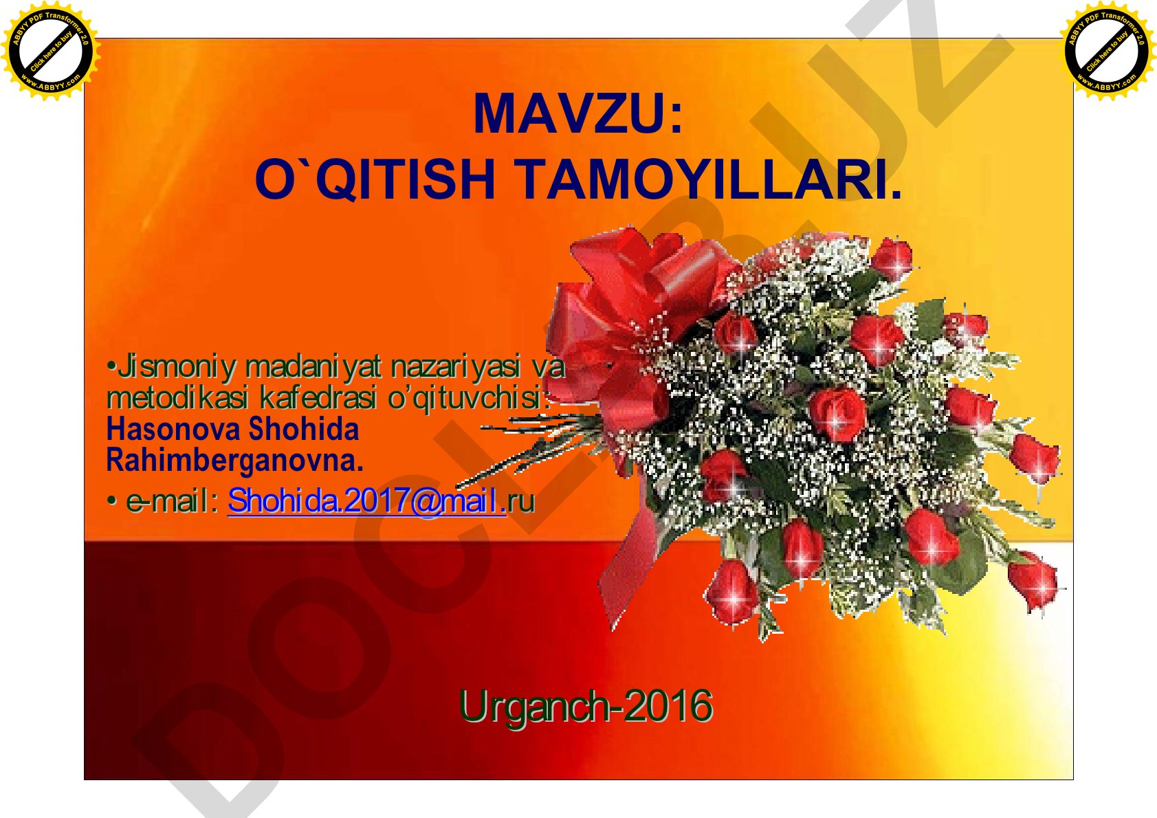 O'qitish tamoyillari