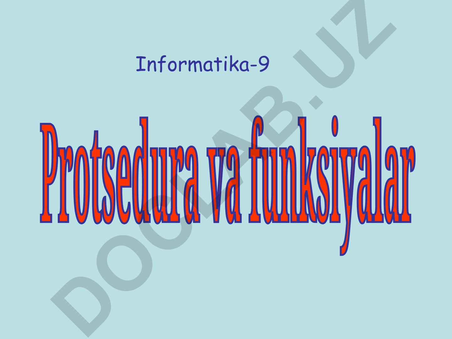Parametrli protsedura va funksiyalar tuzilishi