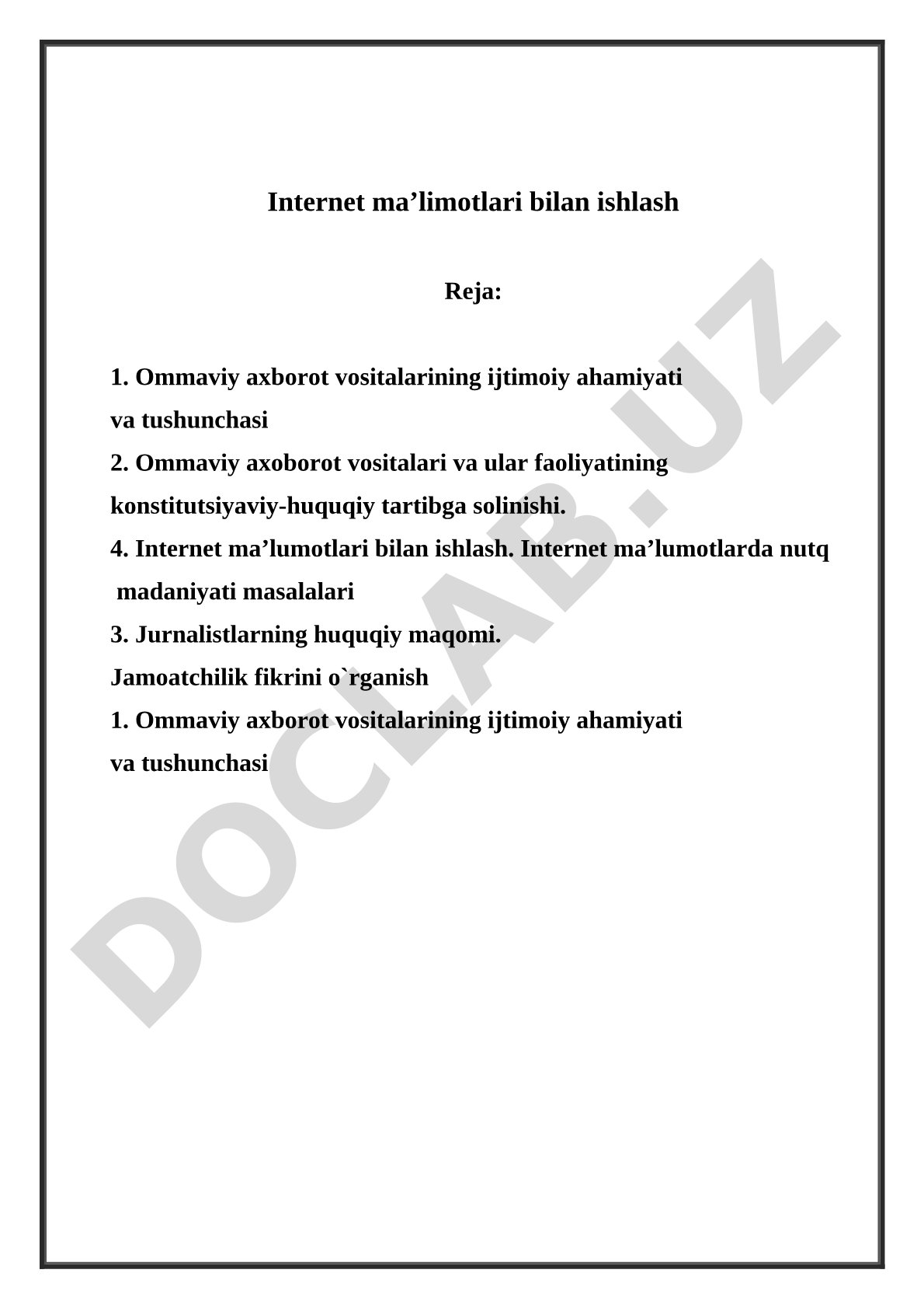 Internet ma'lumotlari bilan ishlash