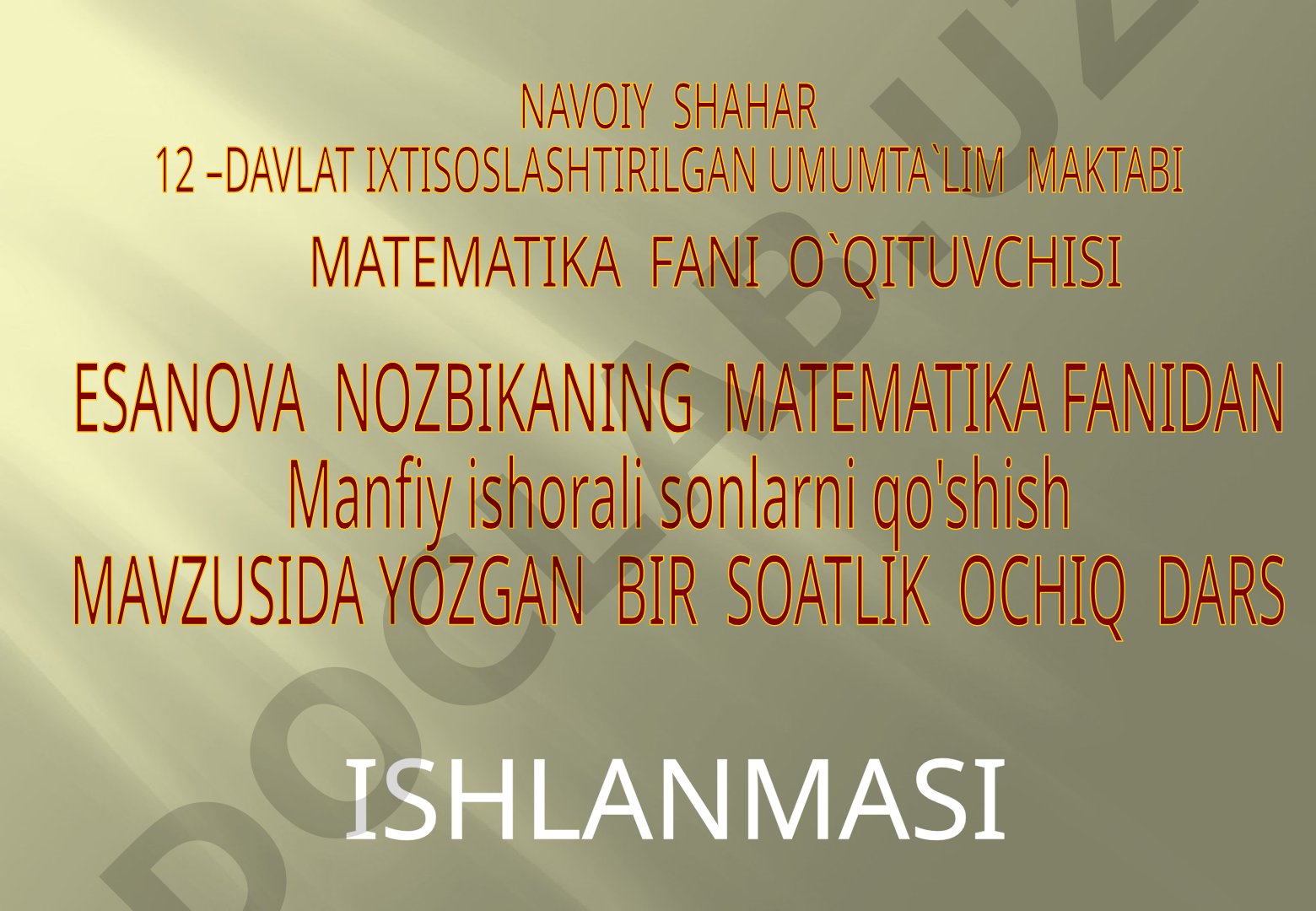 Manfiy ishorali sonlarni qo'shish
