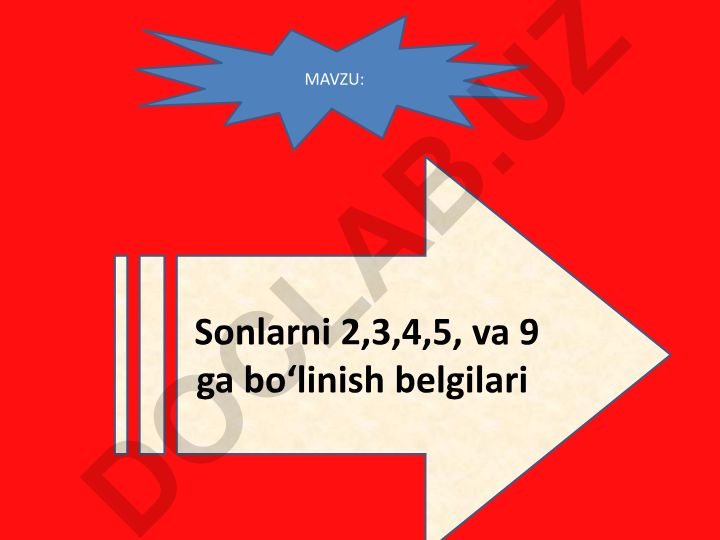 Sonlarni 2, 3, 4, 5 va 9 ga bo'linish belgilari