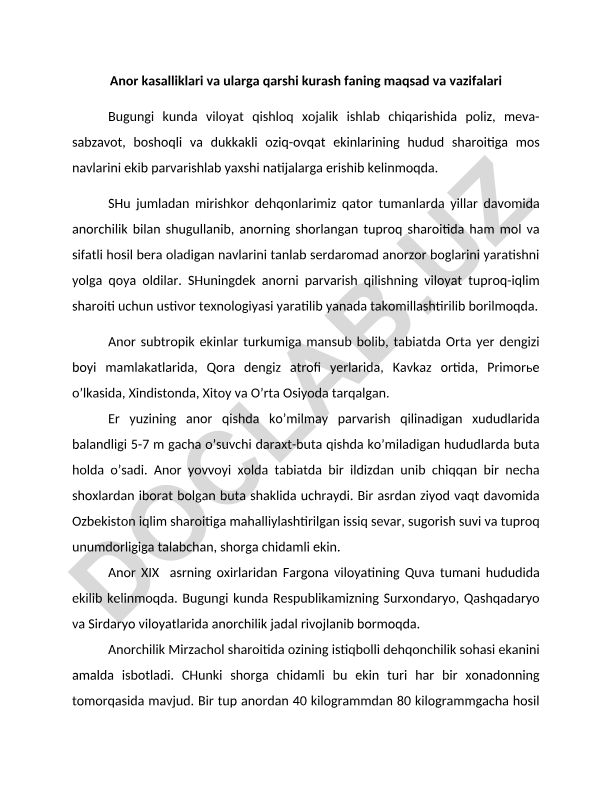 Anor kasalliklari va ularga qarshi kurash