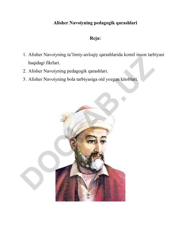 Alisher Navoiyning pedagogik qarashlari