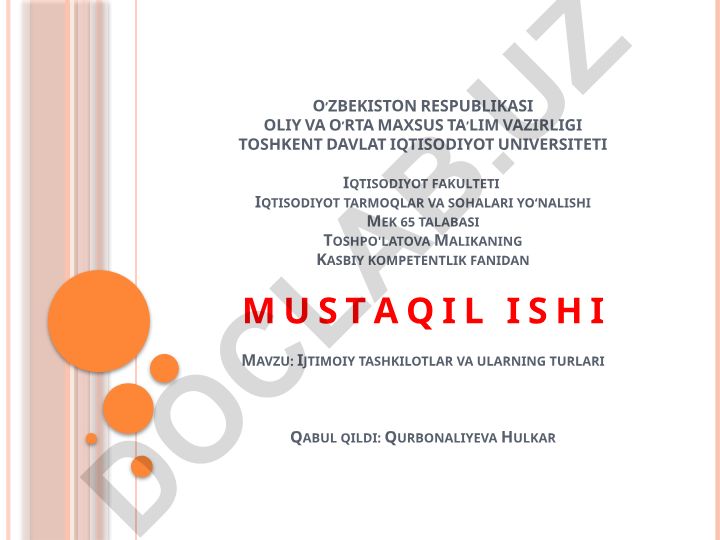 Ijtimoiy tashkilotlar va ularning turlari