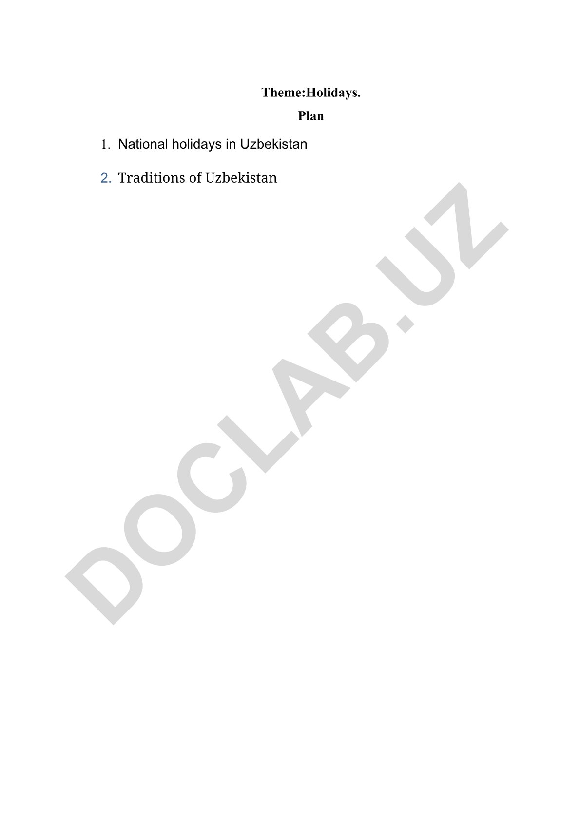 Holidays. Plan National holidays in Uzbekistan Traditions of Uzbekistan