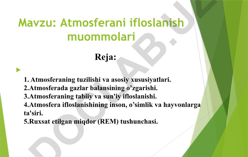 Atmosferani ifloslanish muommolari