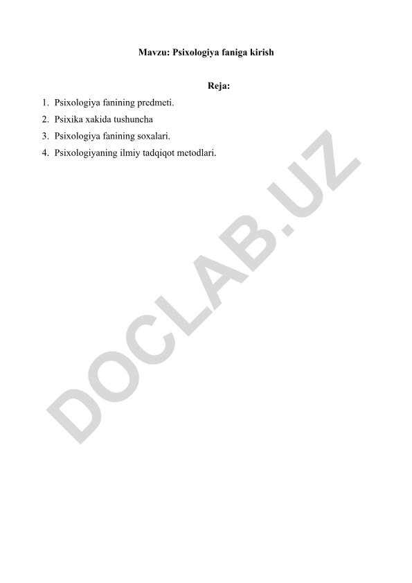 Psixologiya faniga kirish