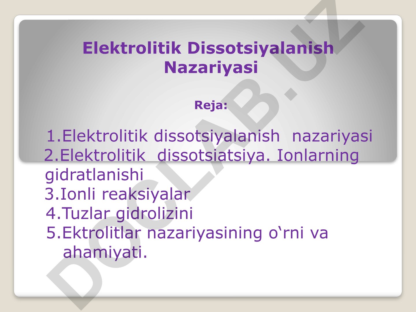 Elektrolitik Dissotsiyalanish Nazariyasi