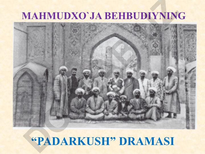 Mahmudxo'ja Behbudiyning "Padarkush" dramasi haqida test savollari