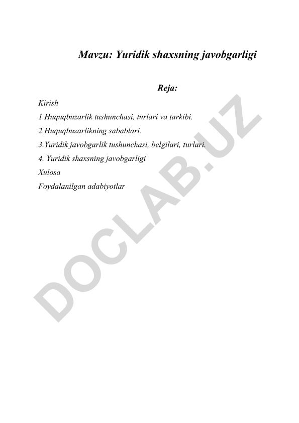 Yuridik shaxsning javobgarligi