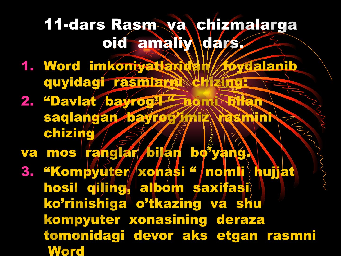 Rasm va chizmalarga oid amaliy dars