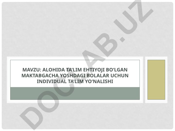 Alohida ta’lim ehtiyoji bo‘lgan maktabgacha yoshdagi bolalar uchun individual ta’lim yo‘nalishi