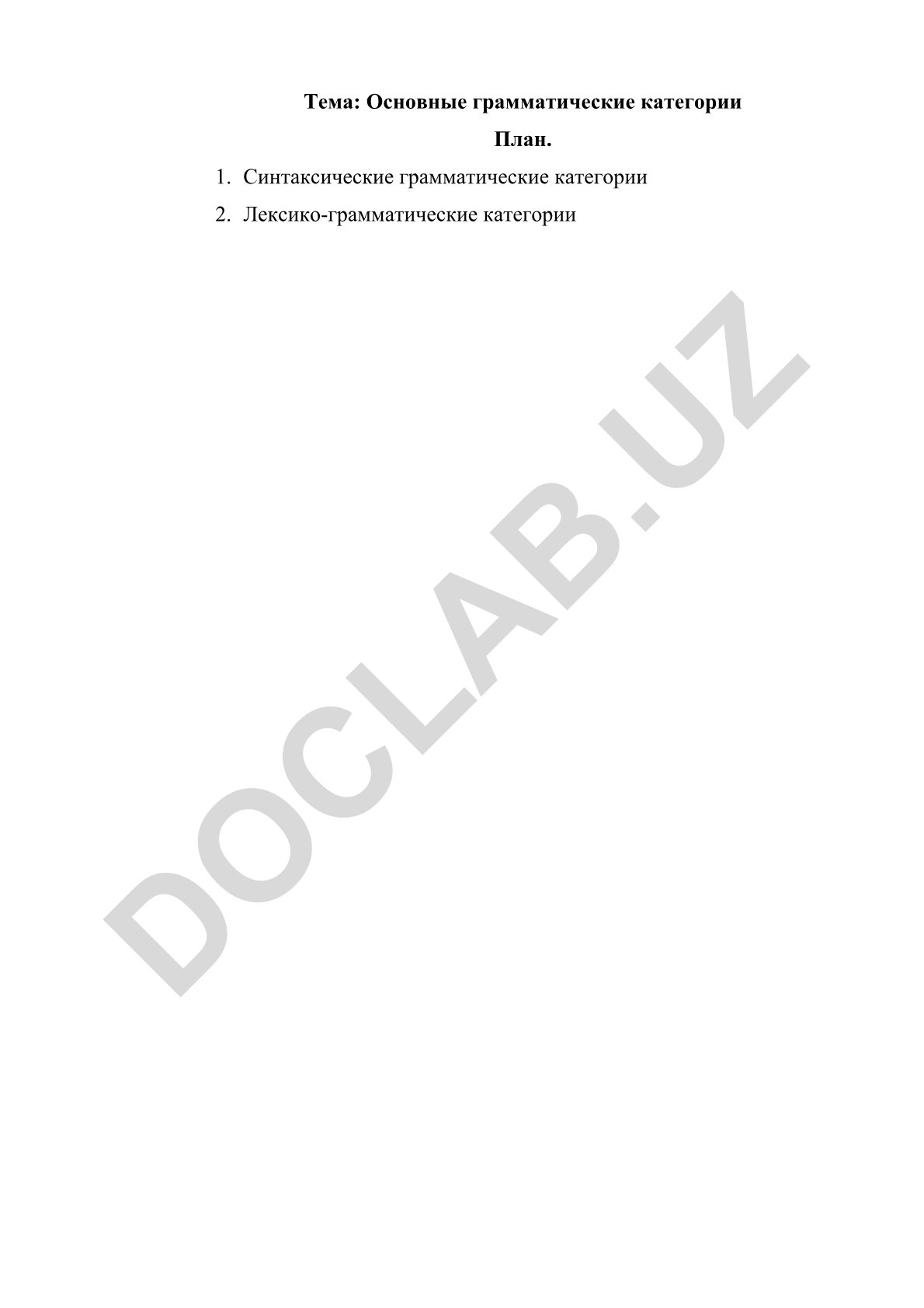 Основные грамматические категории