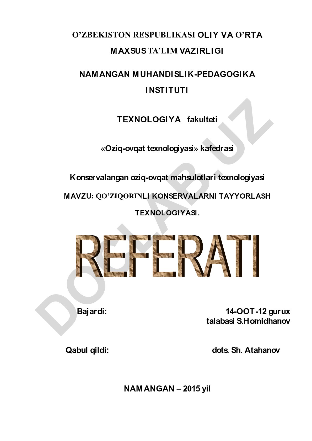 Qo’ziqorinli konservalarni tayyorlash texnologiyasi