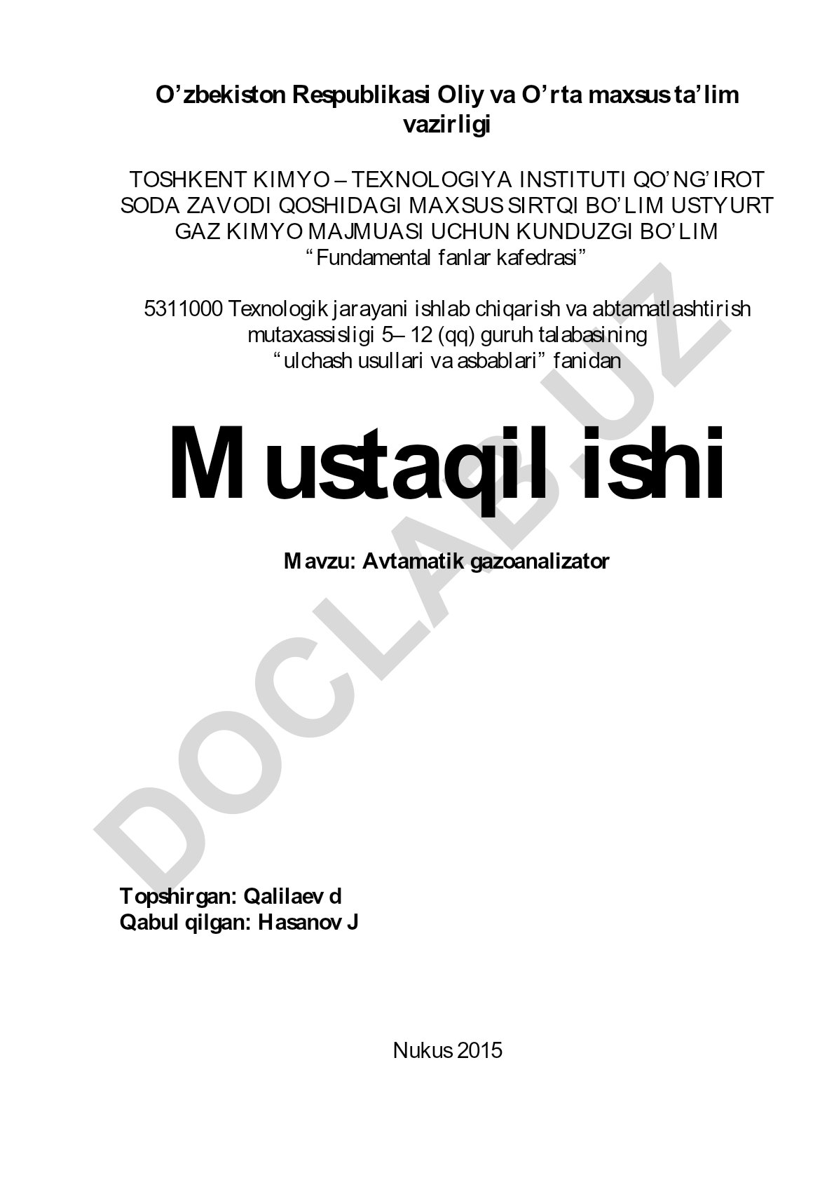 Avtomatik gazoanalizator