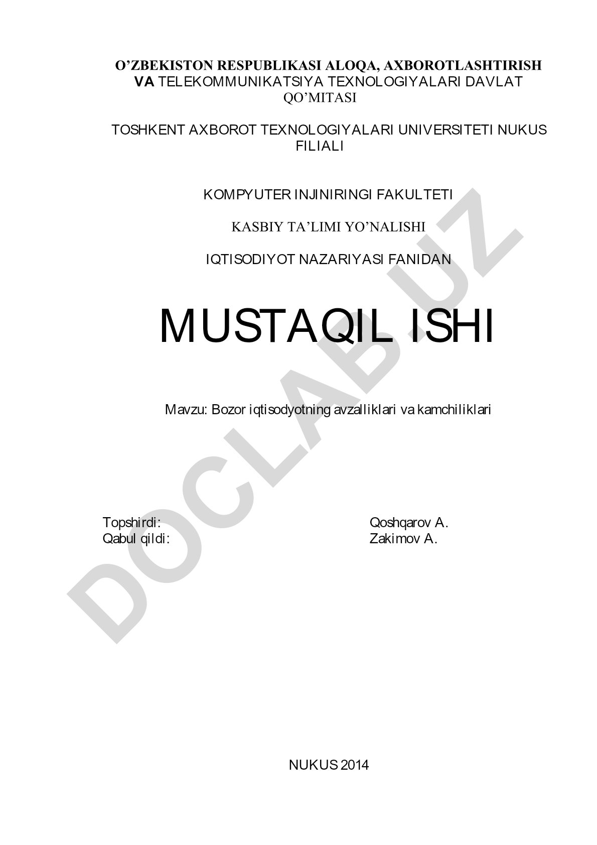 Bozor iqtisodyotning avzalliklari va kamchiliklari