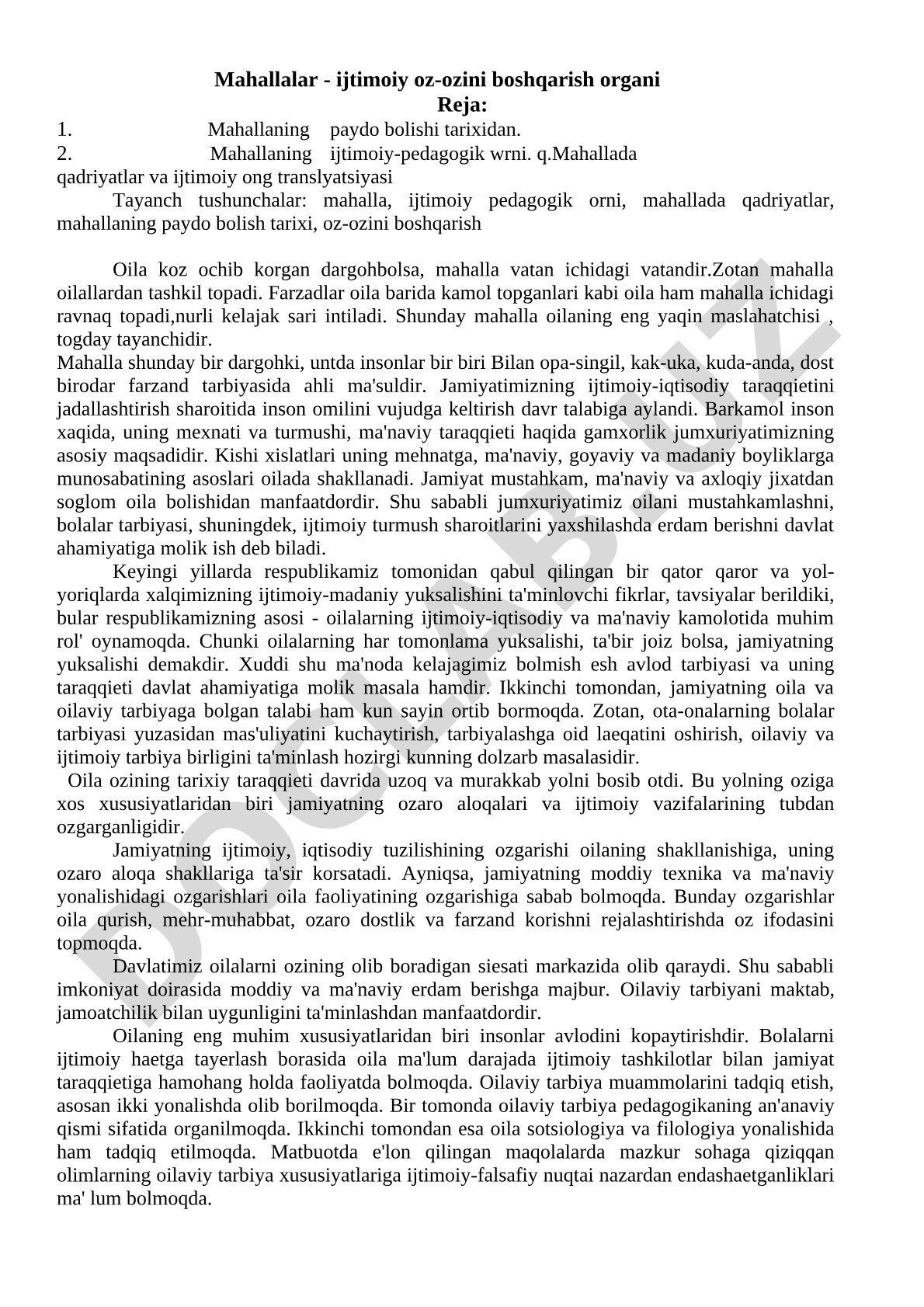Mahallalar - ijtimoiy o'z-o'zini boshqarish organi