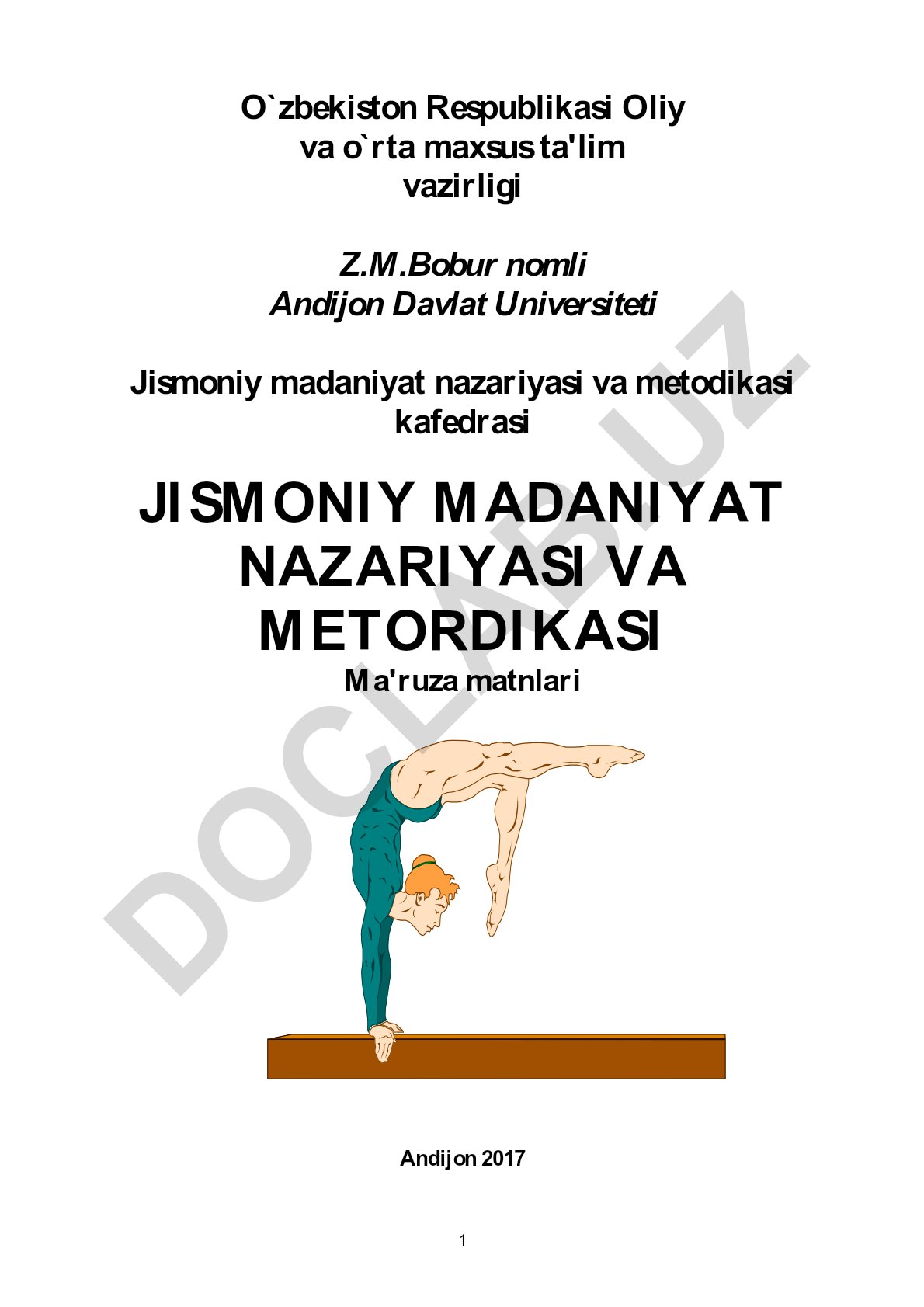 Jismoniy madaniyat nazariyasi va metodikasi ma'ruza matnlari