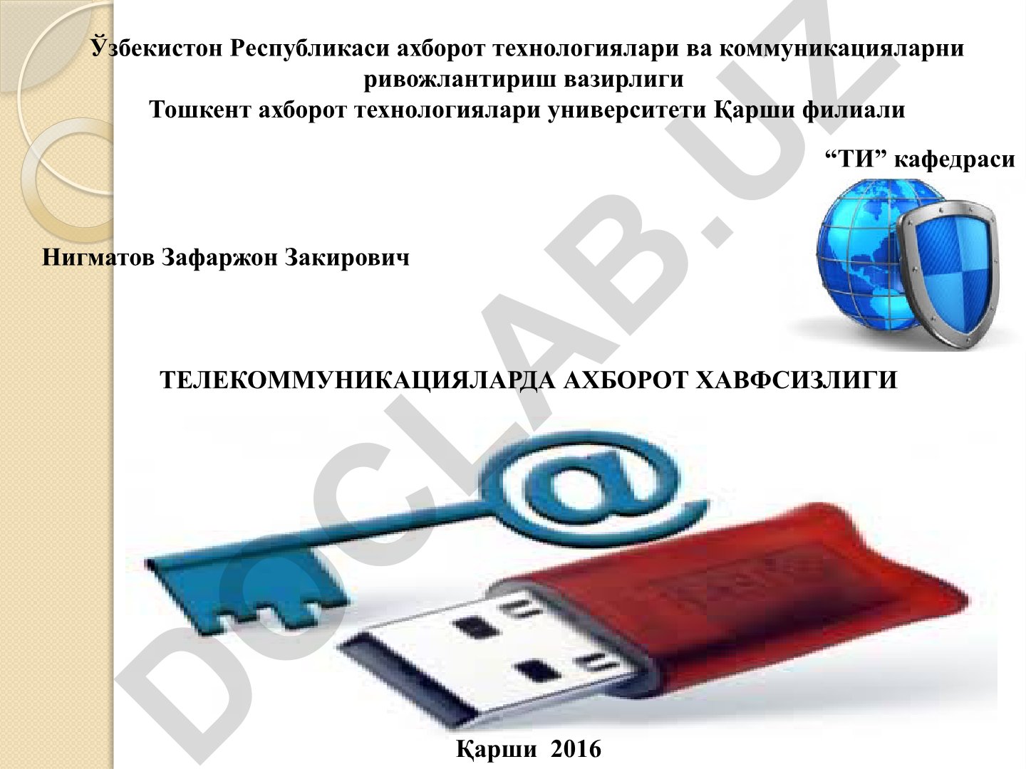 Telekommunikatsiyalarda axborot xavfsizligi