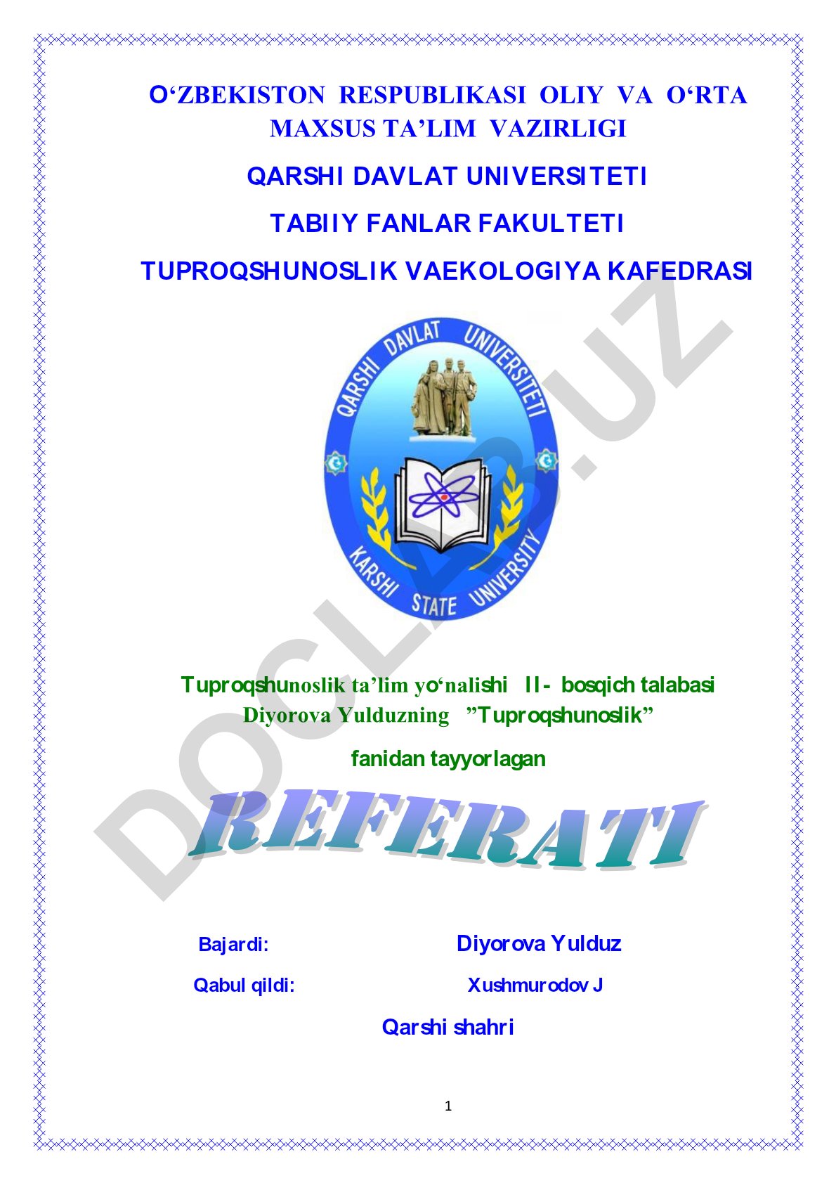 Sho'r tuproqlar tasnifi va melioratsiyasi