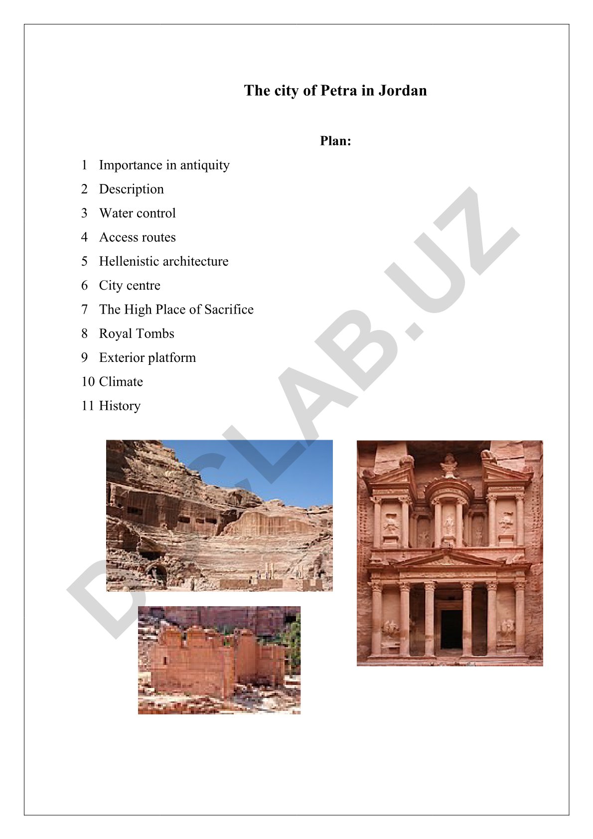 Petra shahrining tarixiy ahamiyati va arxitekturasi