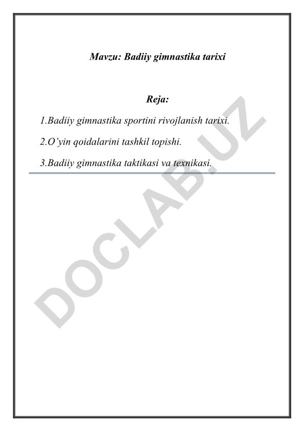 Badiiy gimnastika tarixi