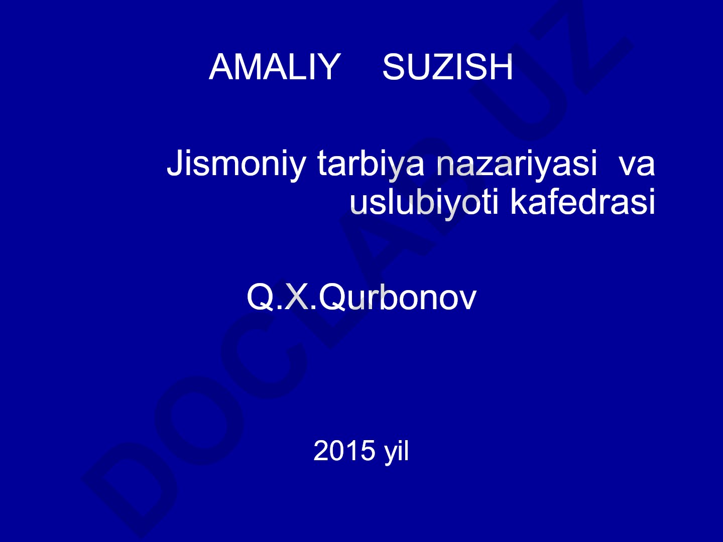 Amaliy suzish usullari texnikasi va cho'kuvchilarni qutqarish