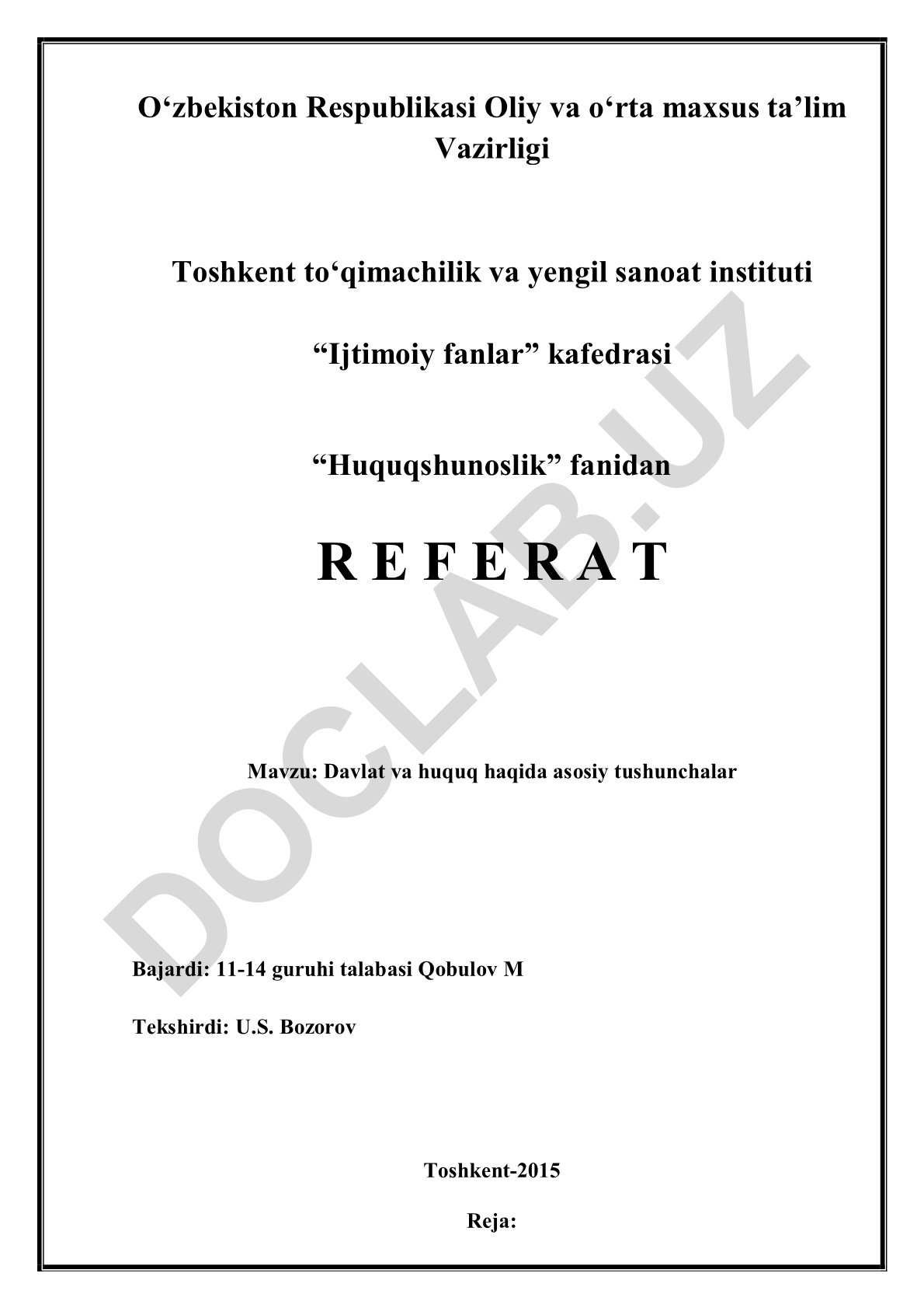 Davlat va huquq haqidagi asosiy tushunchalar